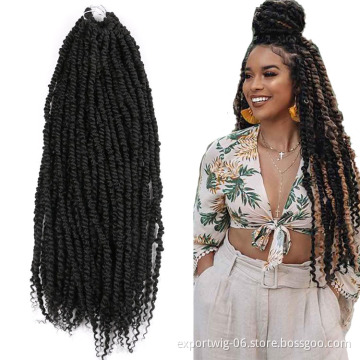 High Quality Pre-twisted Passion Twist Crochet Braiding Hair Extensions Solid And Mixing Color Synthetic Fiber For Women